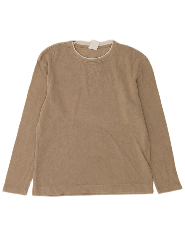 Top Zara da uomo a maniche lunghe in cotone marrone medio