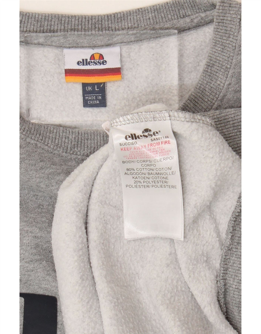 ELLESSE Felpa grafica da uomo Maglione grande cotone grigio