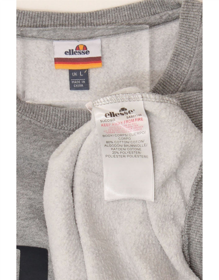 ELLESSE Felpa grafica da uomo Maglione grande cotone grigio