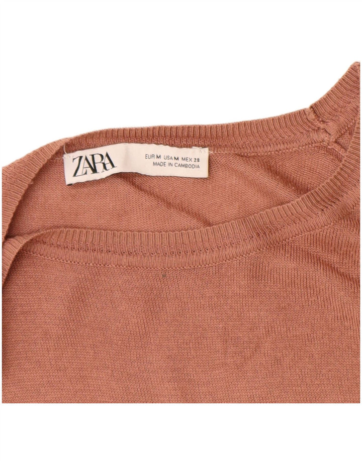 Maglione Zara da donna con scollo a barca UK 14 Viscosa marrone medio