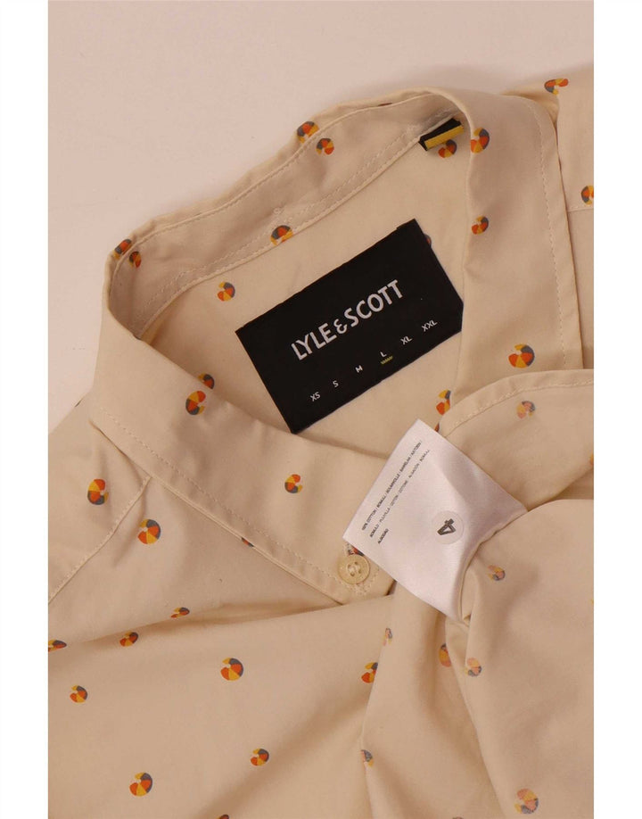 Lyle & Scott Camicia a maniche corte da uomo grande in cotone maculato beige