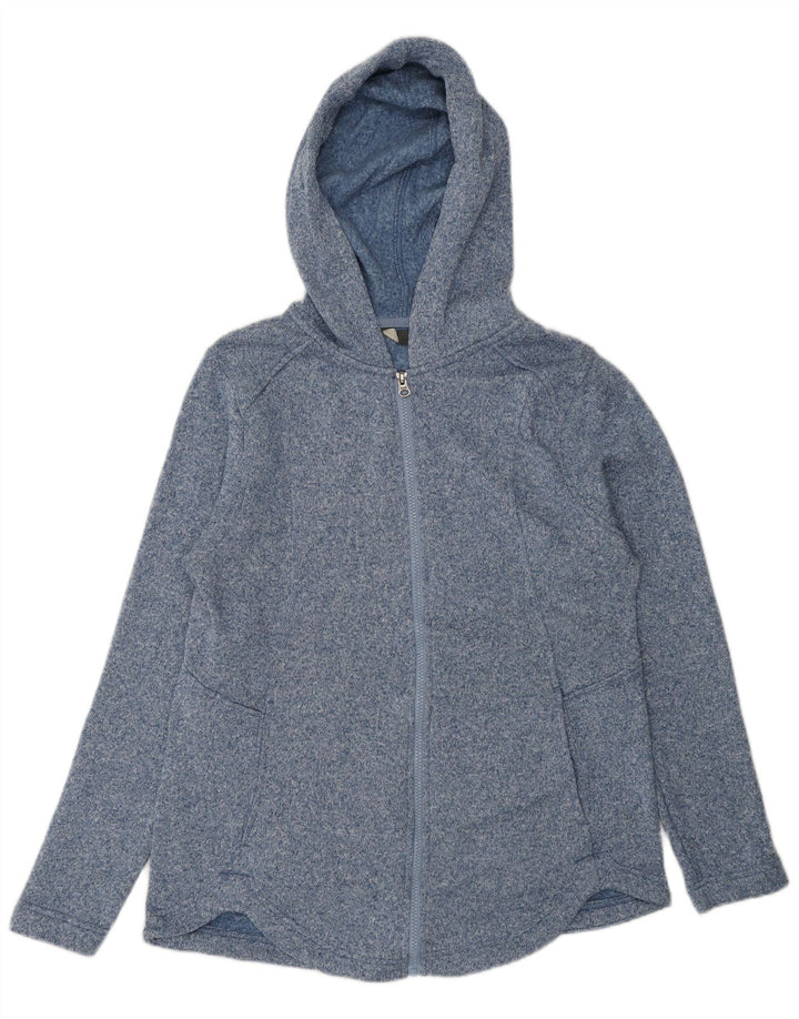 EDDIE BAUER Maglione con cappuccio e zip da donna UK 16 Grande poliestere blu