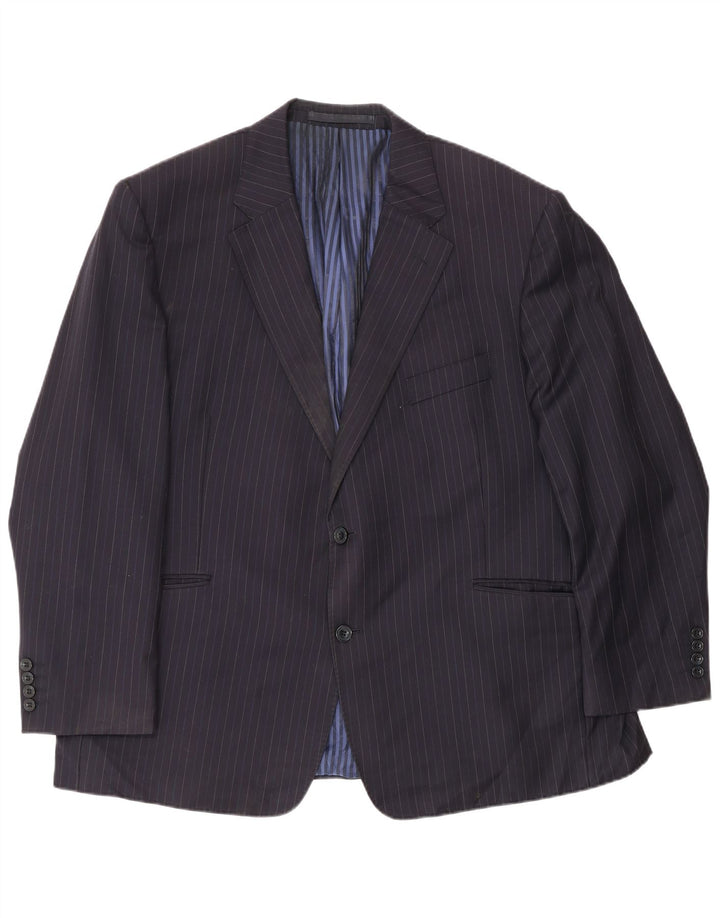 Giacca blazer a 2 bottoni da uomo Marks & Spencer EU 56 3XL gessato blu navy