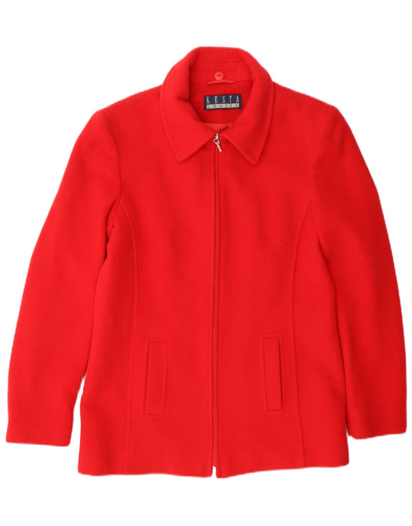 Giacca blazer con zip intera da donna Kesta London UK 10 piccola lana rossa