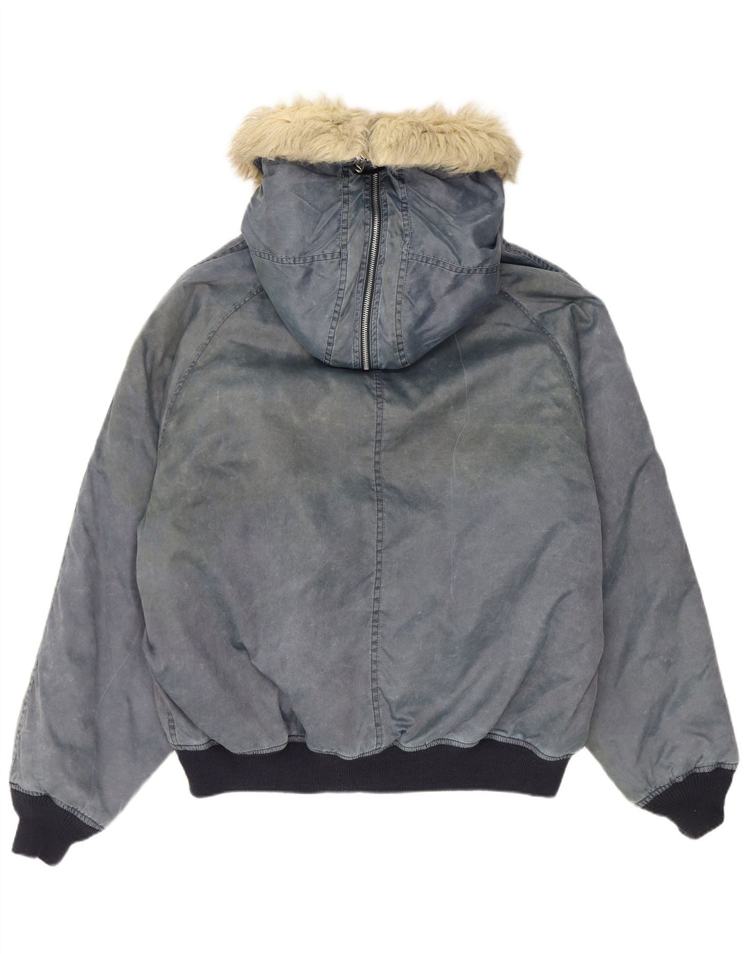 Giubbotto bomber con cappuccio vintage da uomo UK 42 XL blu navy in poliammide