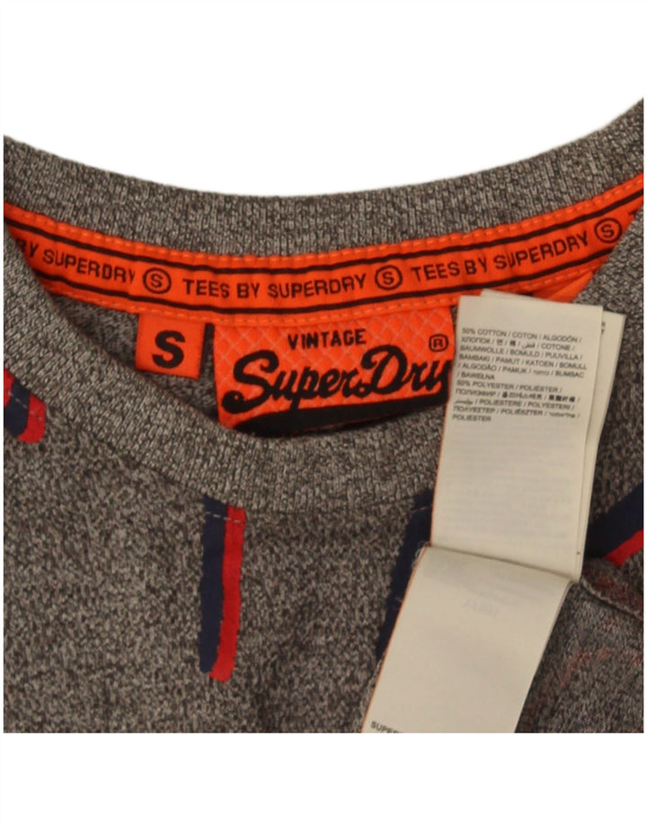 T-shirt grafica da uomo Superdry Top in cotone chiazzato grigio piccolo