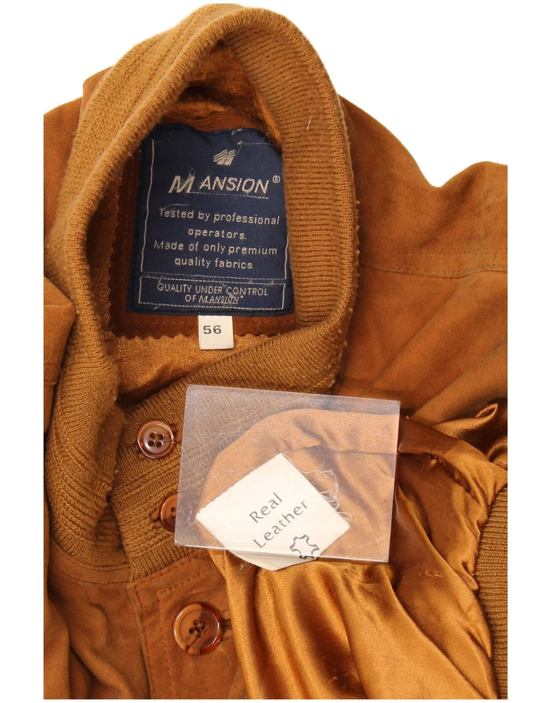Giubbotto bomber vintage in pelle scamosciata da uomo IT 56 3XL in pelle marrone