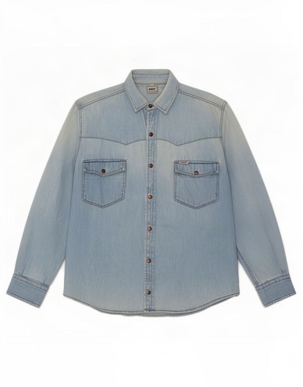 Camicia di jeans da uomo Rifle in cotone blu medio