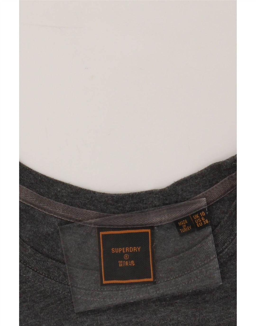 SUPERDRY Womens Graphic T-Shirt Top UK 10 Small Grey Vintage Superdry and Second-Hand Superdry from Messina Hembry 