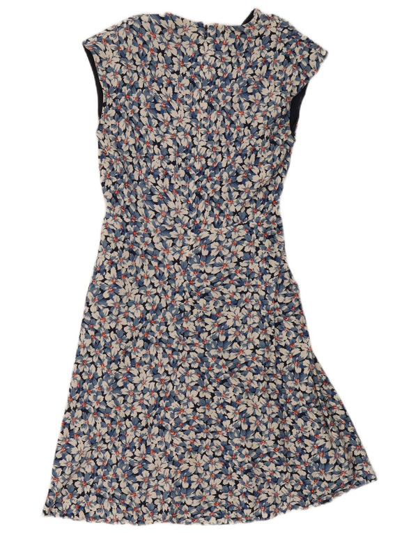 Abito a trapezio da donna Jigsaw UK 10 Piccolo viscosa floreale blu