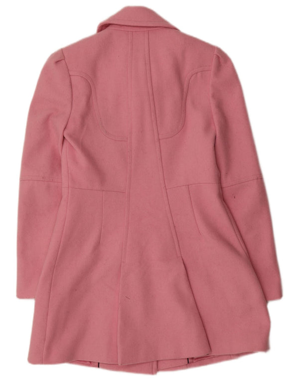 JACK WILLS Cappotto doppiopetto da donna UK 8 piccolo in lana rosa