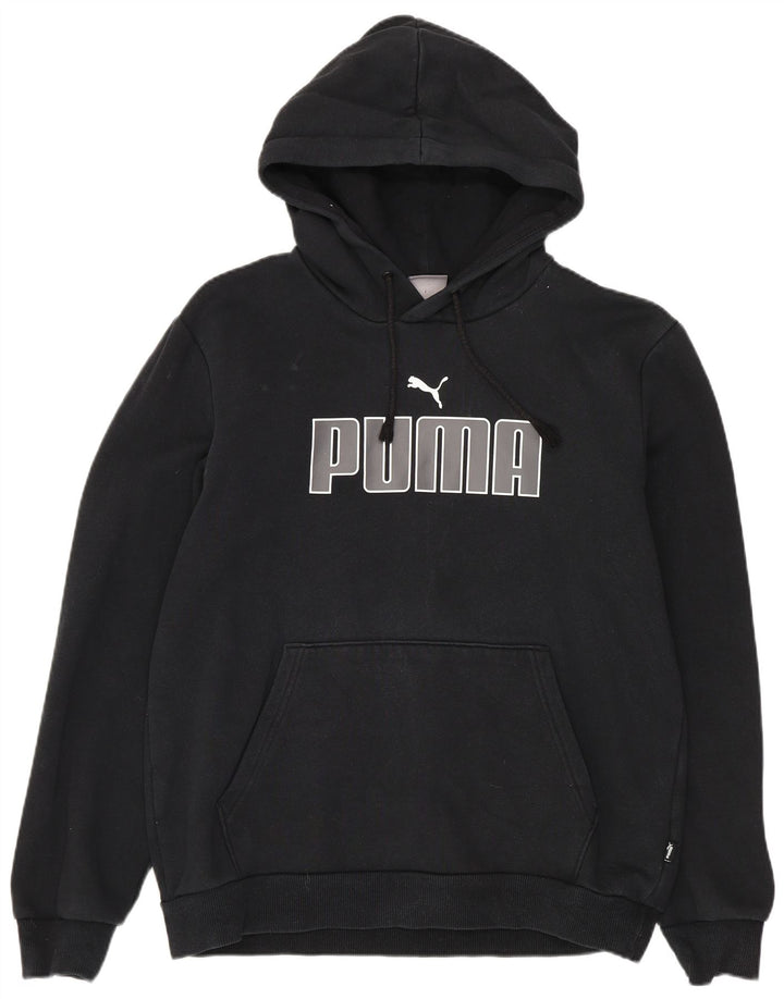 Felpa con cappuccio grafica da uomo Puma piccola in cotone nero