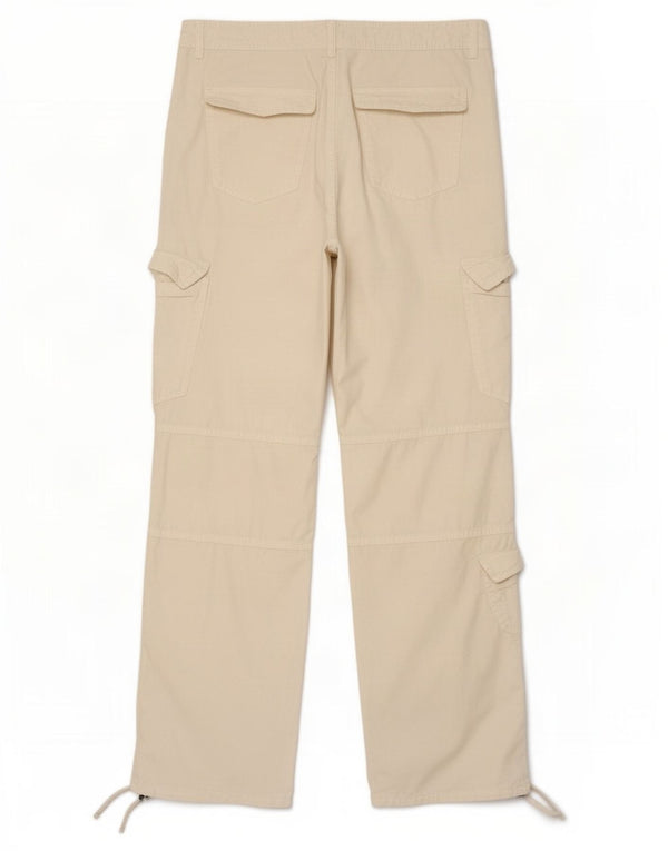 Pantaloni cargo dritti da donna Zara EU 42 Large W32 L32 cotone bianco sporco