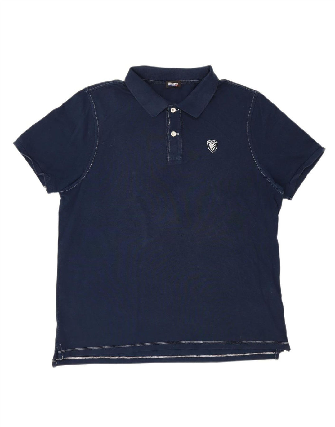BLAUER Mens Polo Shirt XL Navy Blue Cotton