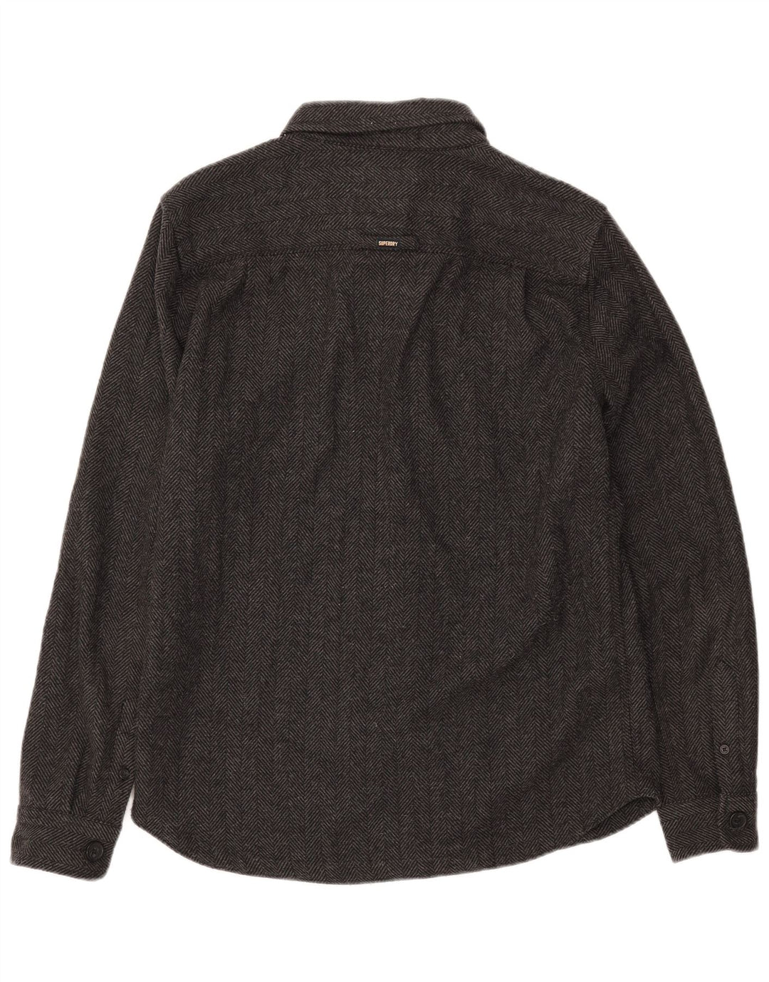 Camicia da uomo in flanella SUPERDRY XL poliestere grigio a spina di pesce