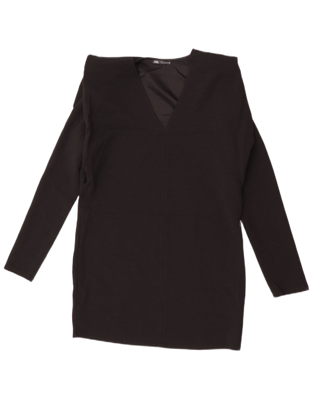 Abito a trapezio a maniche lunghe da donna Zara UK 14 medio nero