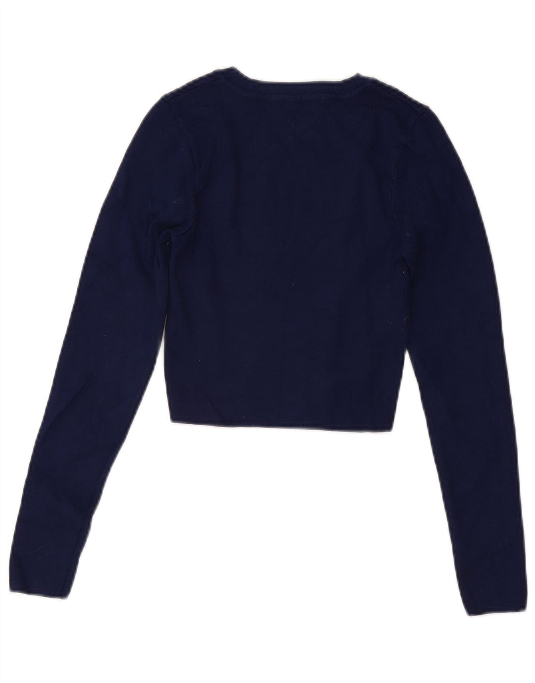 Top corto da donna Zara a maniche lunghe UK 8 Small in viscosa blu navy