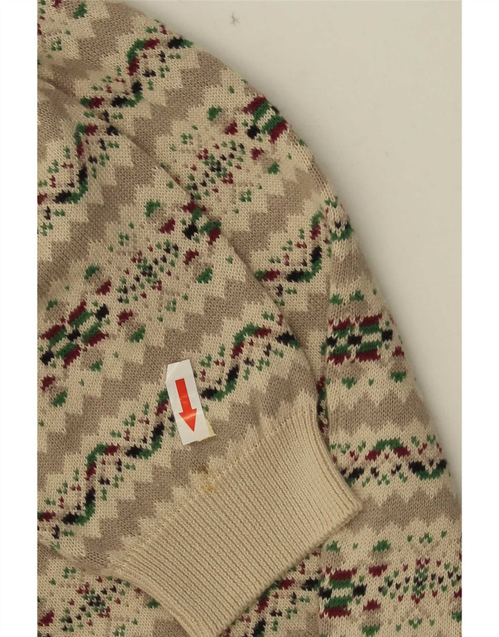 Maglione cardigan da donna vintage UK 14 Grigio medio Fair Isle
