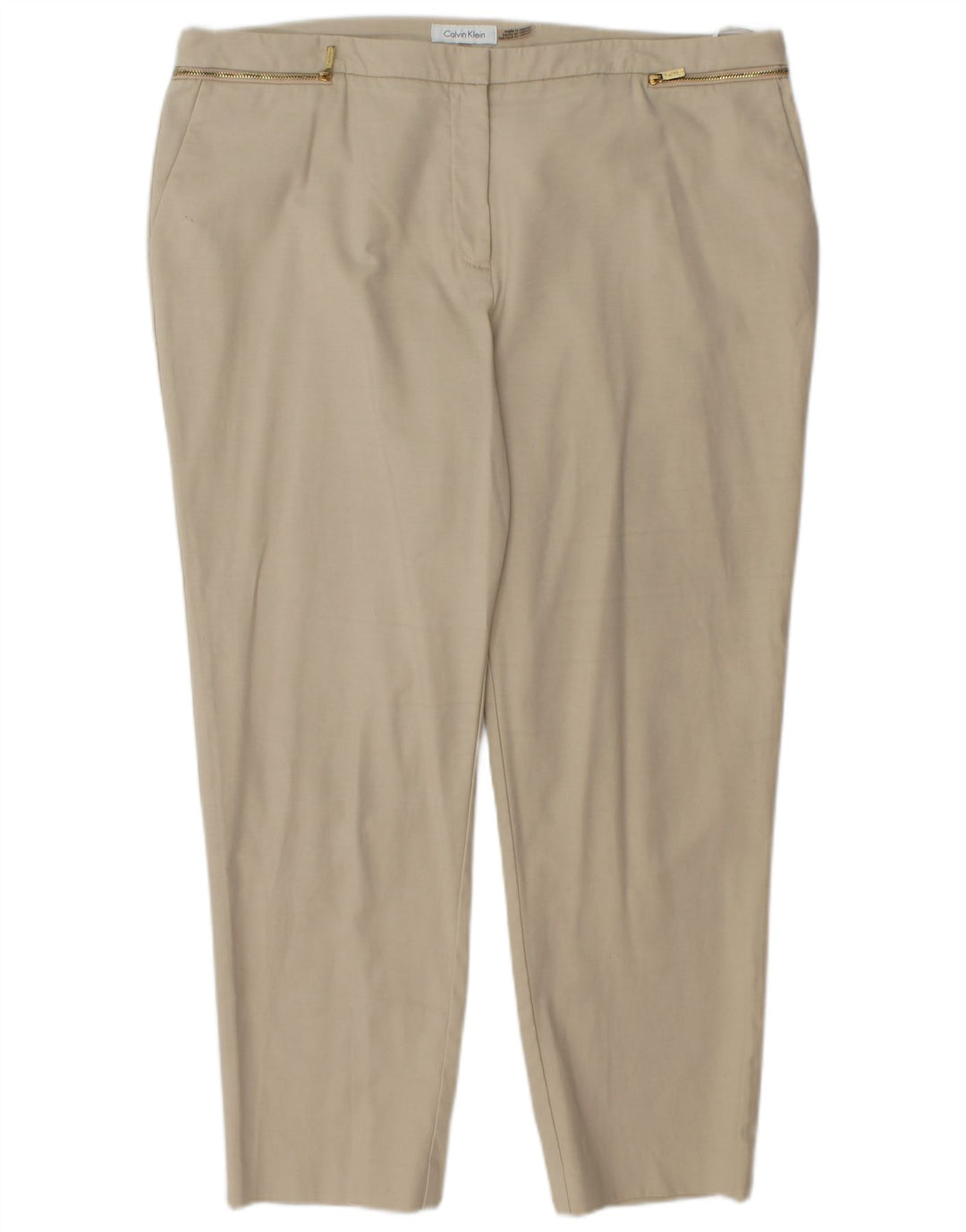 CALVIN KLEIN Pantaloni corti dritti da donna US 16 2XL W38 L27 Beige