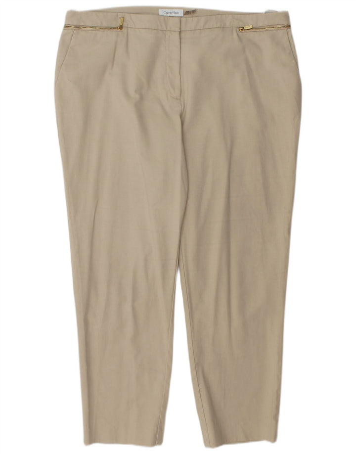 CALVIN KLEIN Pantaloni corti dritti da donna US 16 2XL W38 L27 Beige