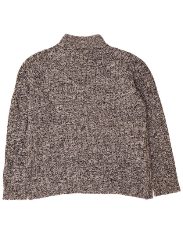 Maglione da uomo Marks & Spencer con zip e collo grande in lana screziata grigia