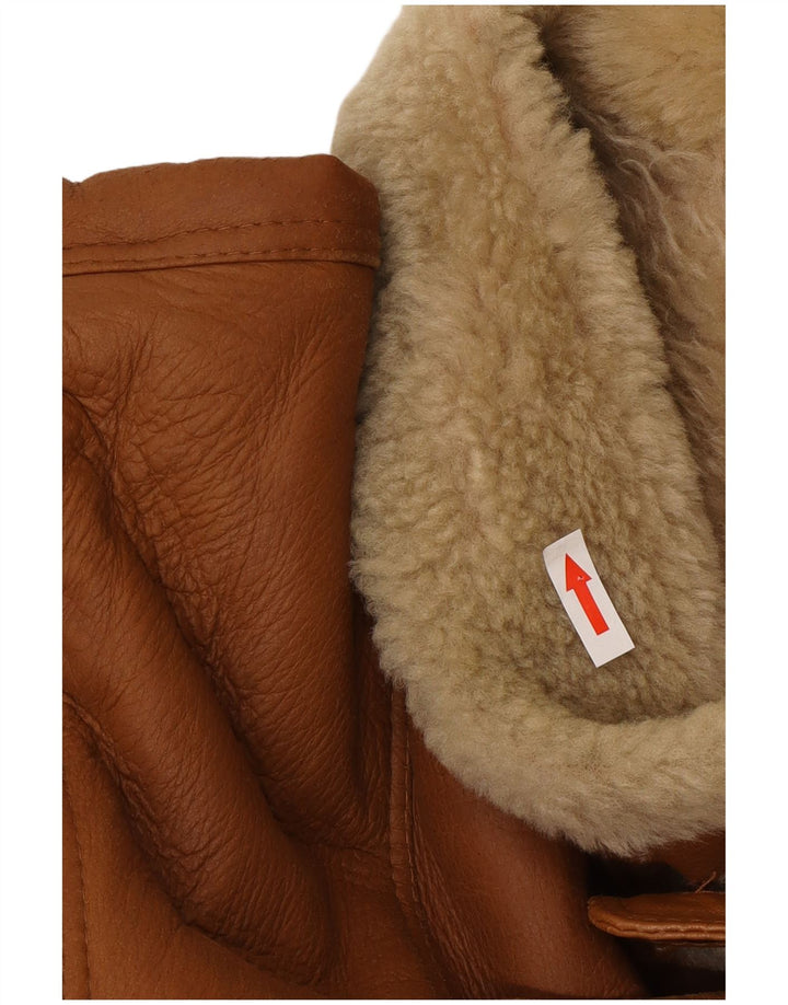 Giubbotto in shearling da uomo Vinci UK 40 grande in pelle marrone