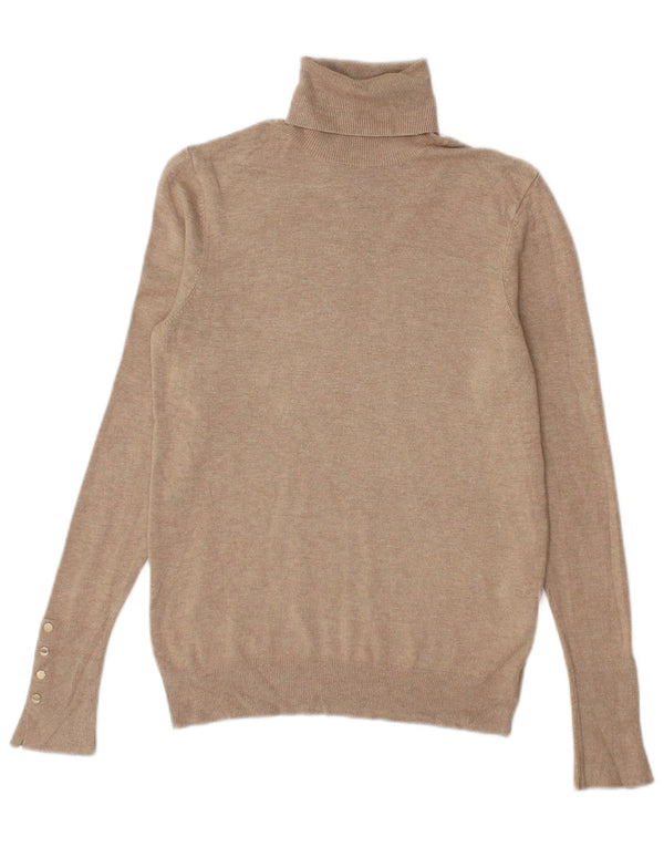 Maglione maglione a collo alto da donna Zara UK 12 Viscosa beige medio