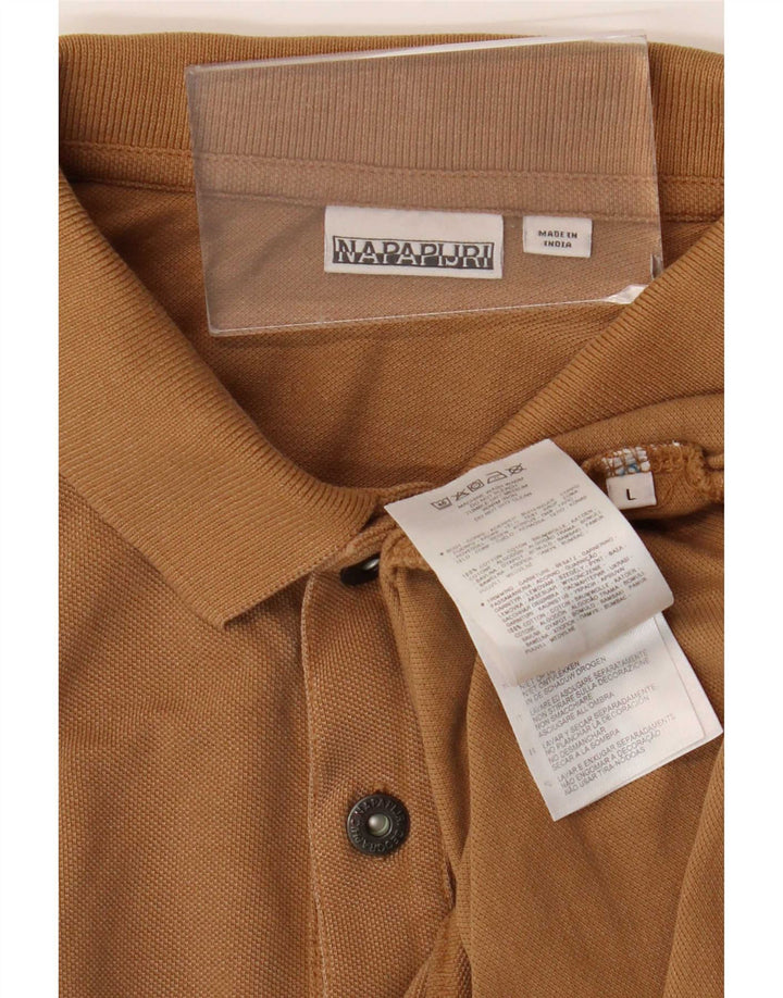 Polo da uomo Napapijri grande in cotone marrone