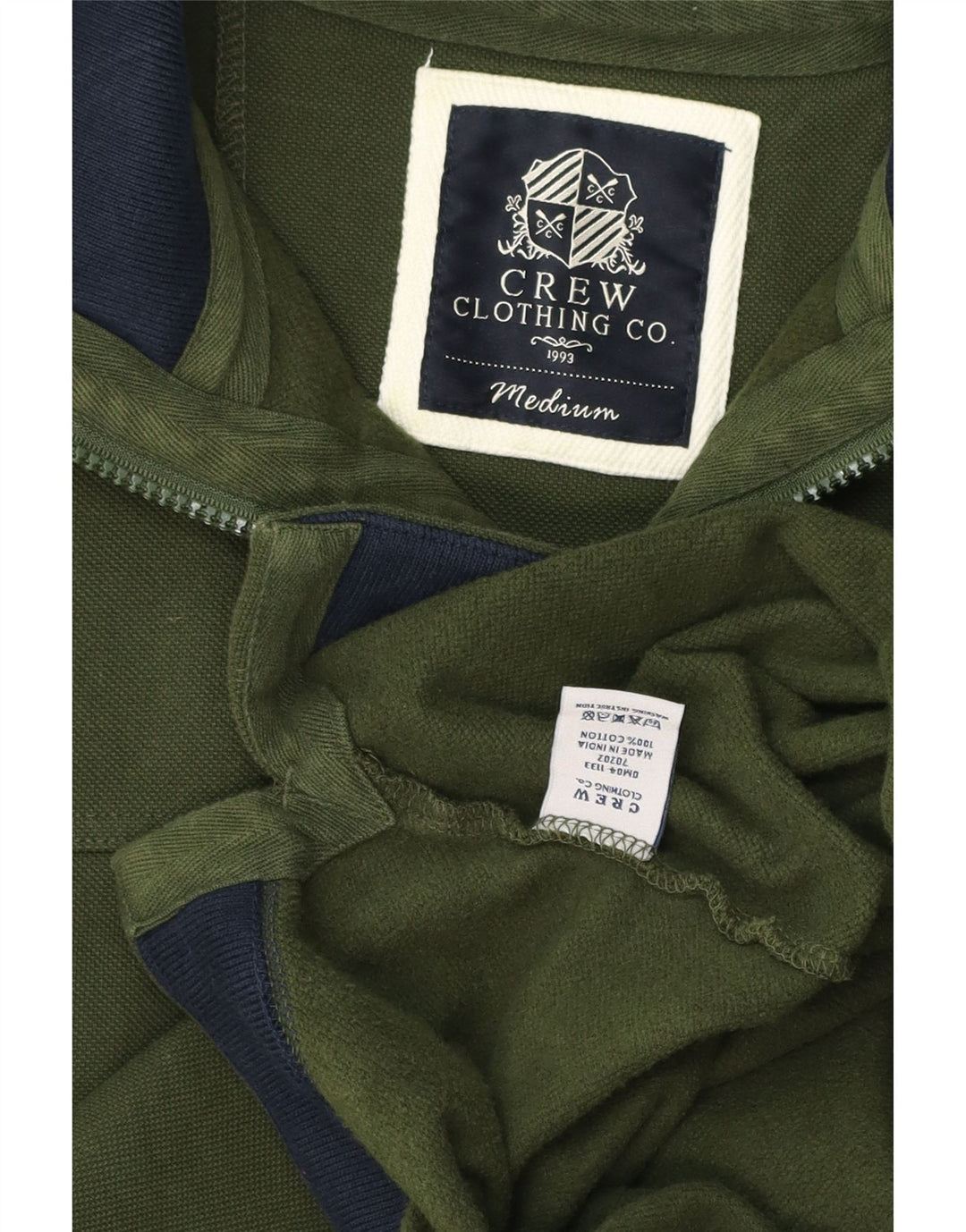 Crew Clothing Felpa con collo con zip da uomo Maglione in cotone verde medio