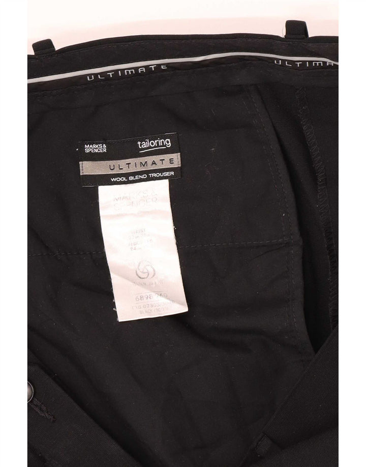 Pantaloni da abito regolari da uomo Marks & Spencer W38 L33 poliestere nero