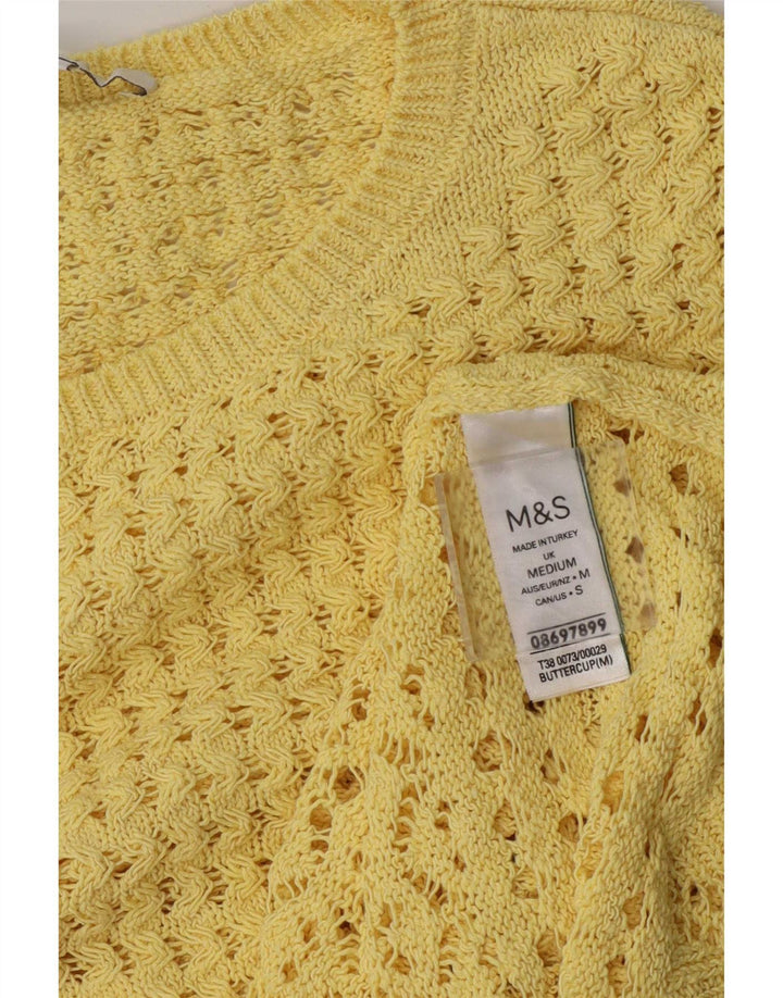 Top in camicetta all'uncinetto da donna Marks & Spencer UK 12 Poliestere giallo medio