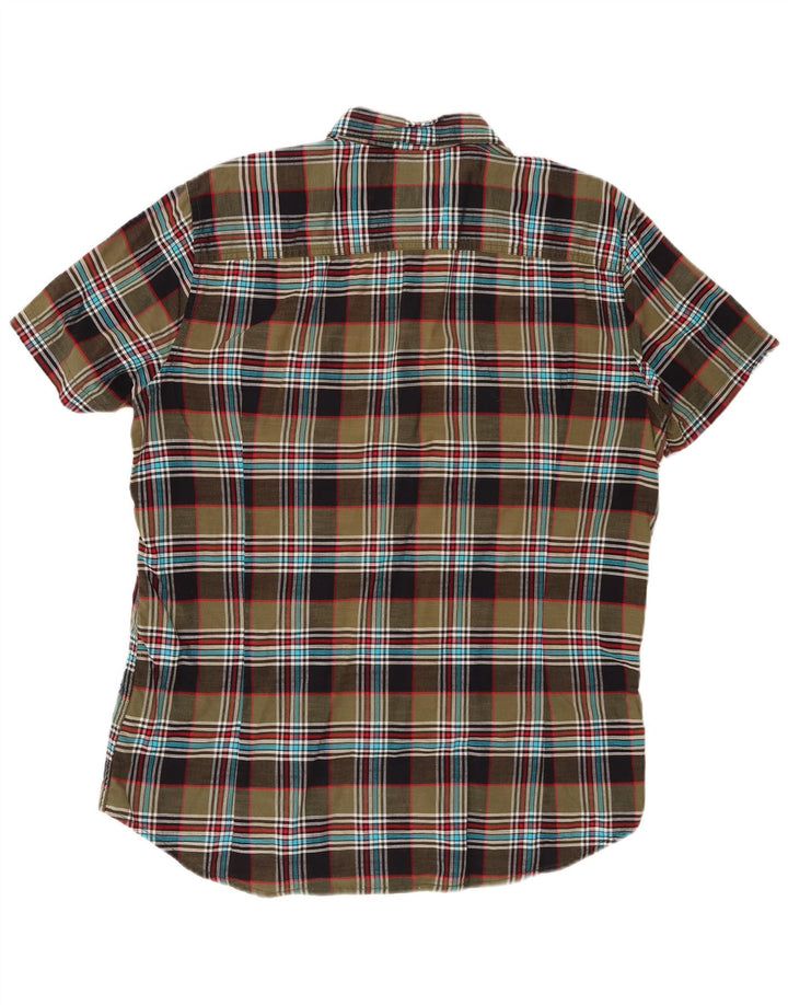 DIESEL Mens Short Sleeve Shirt XL Green Check Cotton