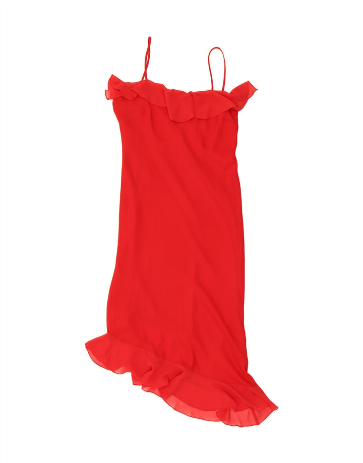 YESSICA Womens Sleeveless Asymmetrical Dress UK 12 Medium Red Vintage Yessica and Second-Hand Yessica from Messina Hembry 