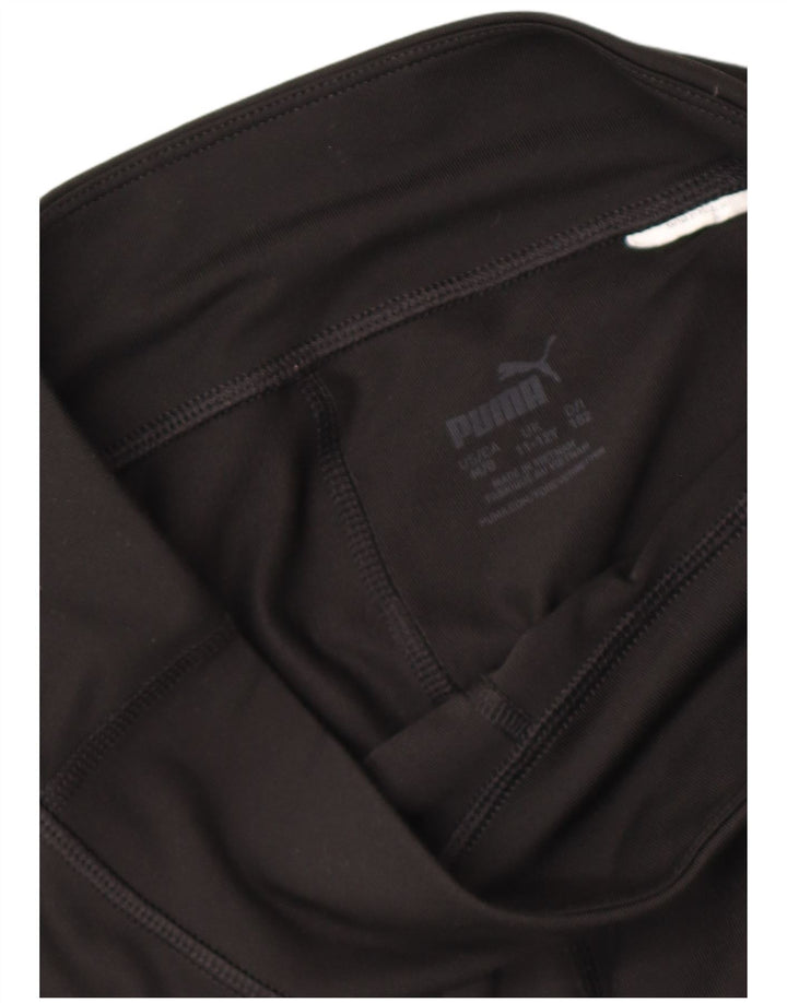 PUMA Girls Graphic Leggings 11-12 Years Medium Black Colourblock