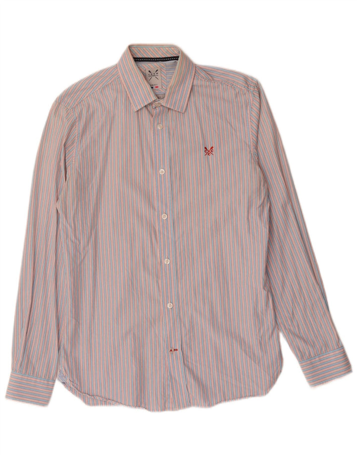 Crew Clothing Camicia da uomo su misura in cotone a righe piccole rosa