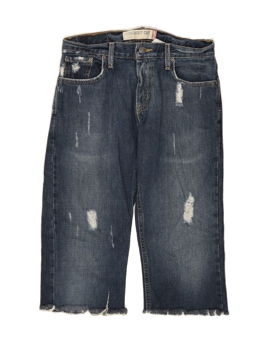 LEVI'S Womens 527 Distressed Capri Jeans W30 Medium Blue Cotton Vintage Levi's and Second-Hand Levi's from Messina Hembry 