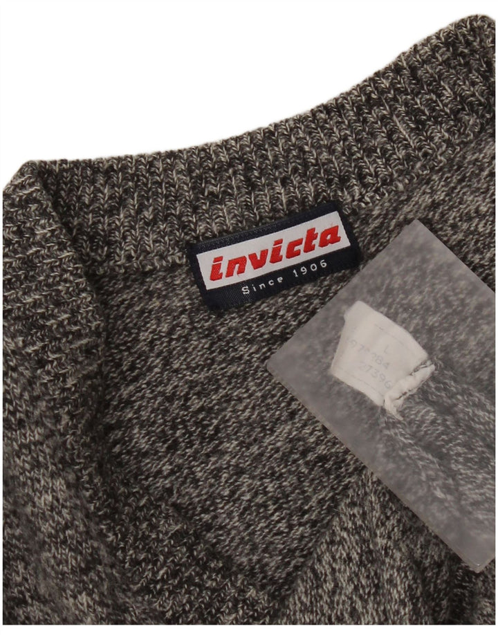 Maglione da uomo con scollo a V Invicta grande grigio screziato