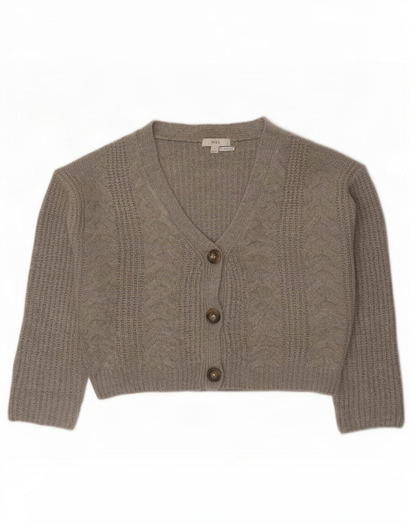 Maglione cardigan oversize da donna Marks & Spencer UK 10 piccolo acrilico grigio