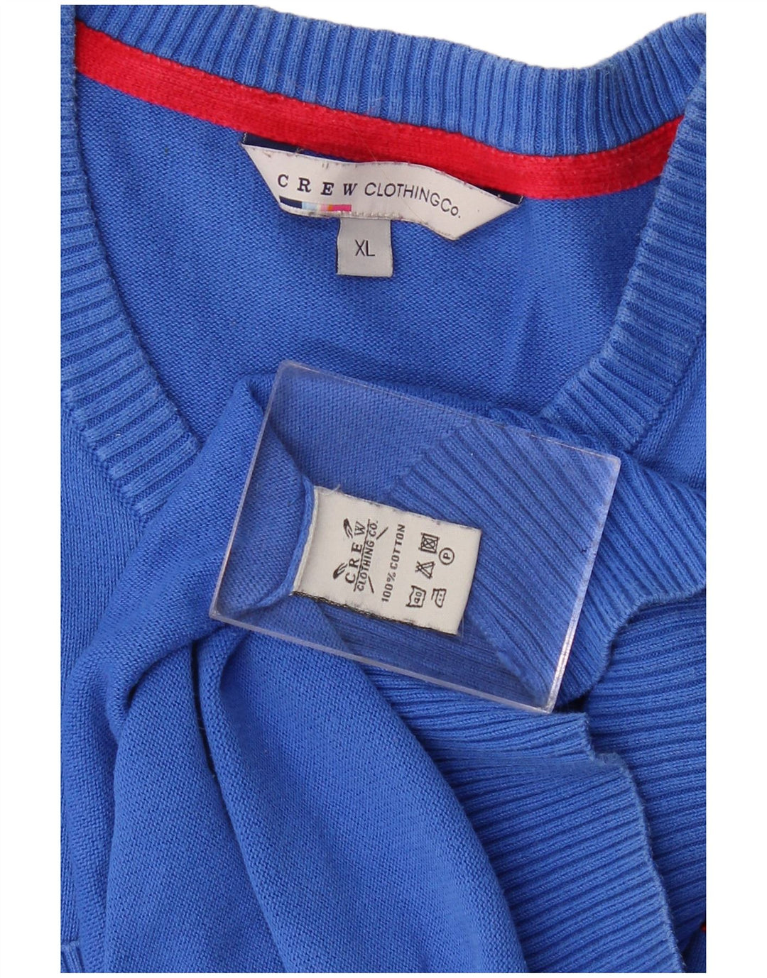 Crew Clothing Maglione da uomo con scollo a V XL in cotone blu