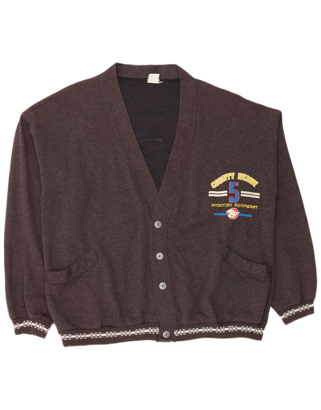 Maglione cardigan grafico da uomo VINTAGE 2XL Grigio