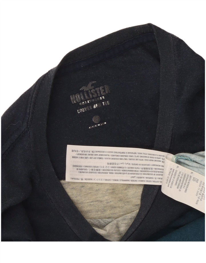 Top Hollister da uomo a maniche lunghe piccolo blu in cotone color block