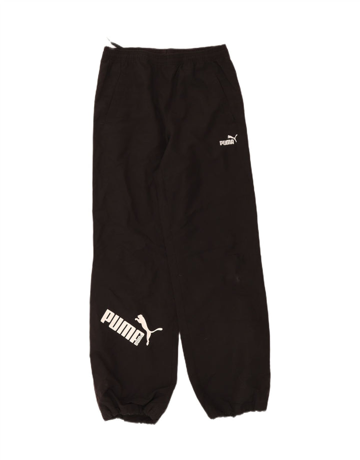 PUMA Boys Graphic Tracksuit Trousers Joggers 13-14 Years Black Polyester Vintage Puma and Second-Hand Puma from Messina Hembry 