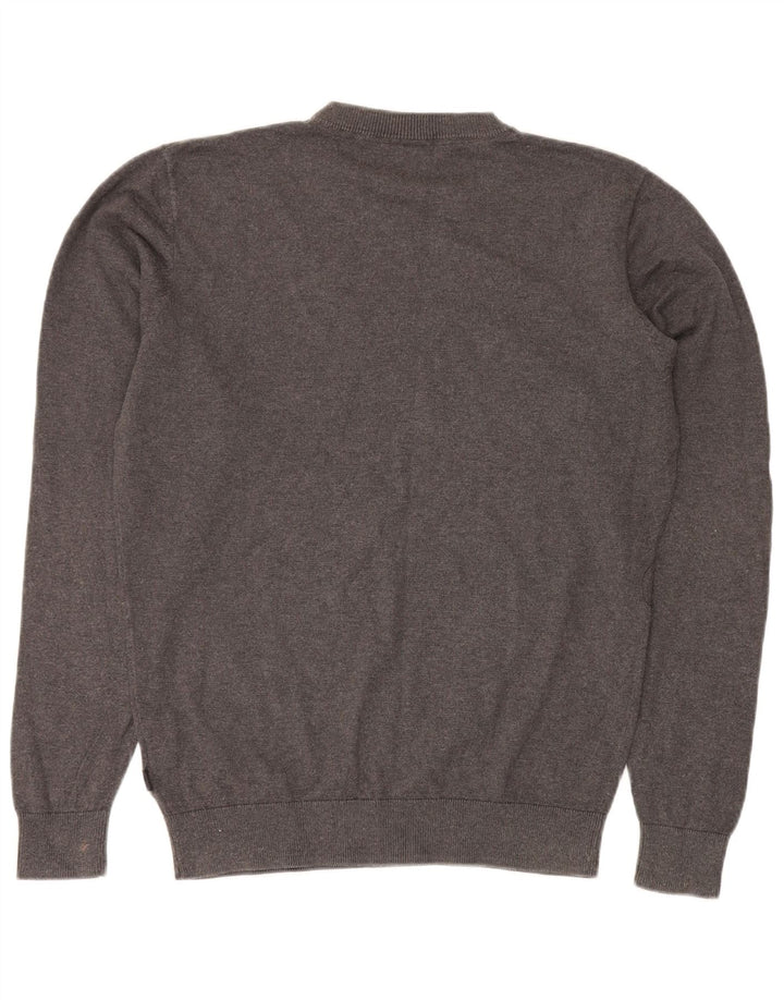 MUSTO Maglione maglione girocollo da uomo grande cotone grigio