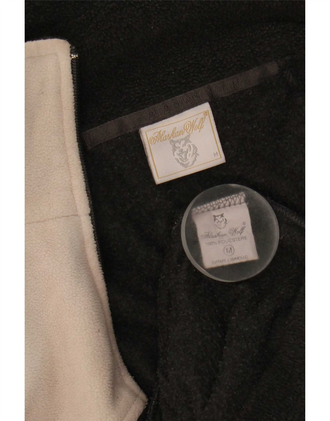 Giacca in pile vintage da uomo UK 38 Poliestere color block medio nero