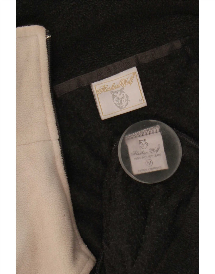 Giacca in pile vintage da uomo UK 38 Poliestere color block medio nero