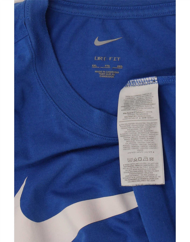 T-shirt grafica Nike Dri Fit da uomo 2XL blu in poliestere