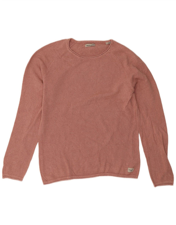 Maglione maglione girocollo da uomo Jack & Jones grande cotone rosa