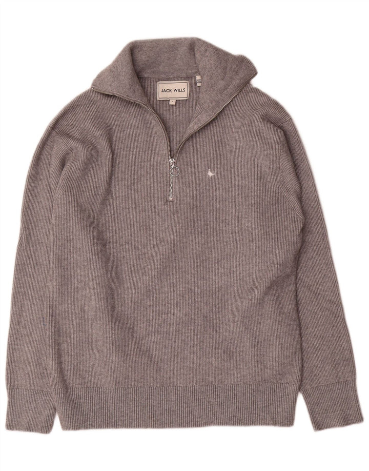 Maglione da uomo con collo con zip Jack Wills piccolo in viscosa grigia