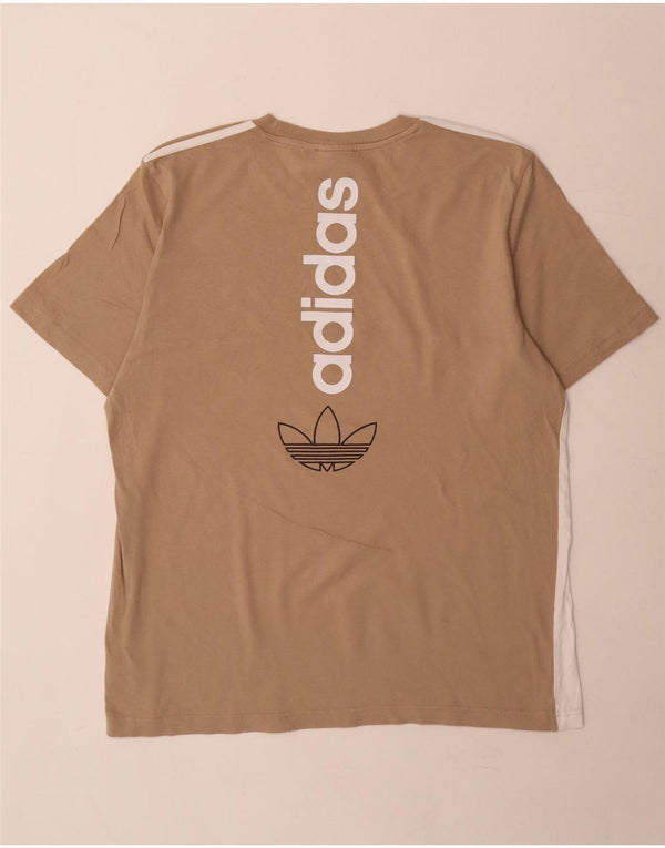 T-shirt grafica da uomo Adidas Top grande in cotone color block beige