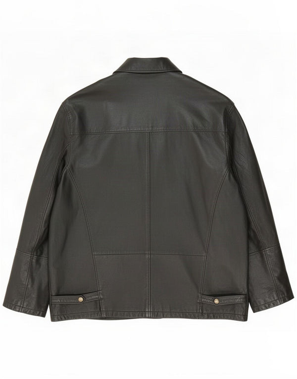 Giacca in pelle vintage da uomo UK 42 XL nera